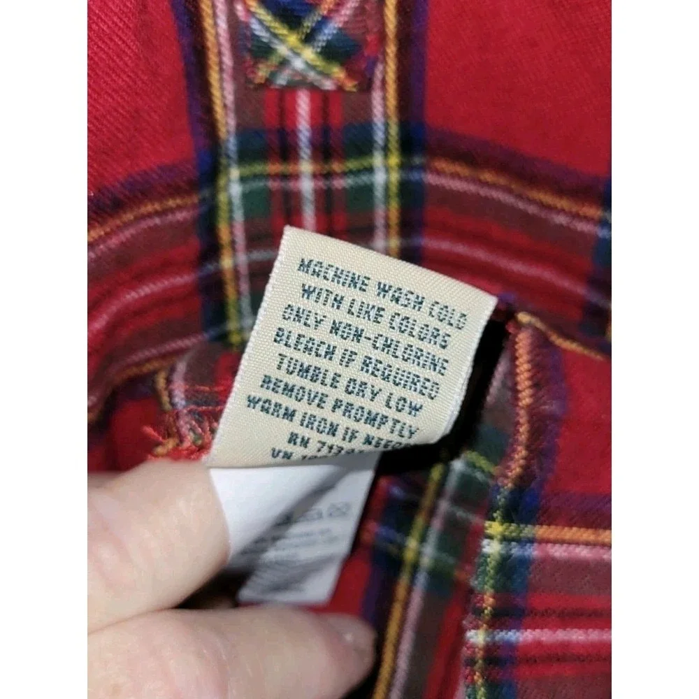 LL‎ Bean Night Gown Women's L Red Green Scotch Plaid Flannel Cotton Christmas